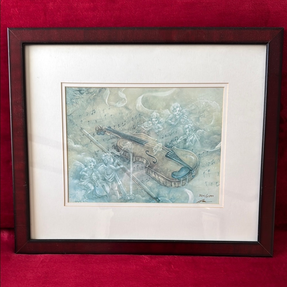 Lena Liu, Signed and Numbered, Violin Print in Blue Tones
